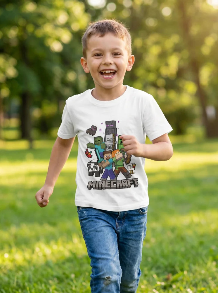 Minecraft Gamer Creeper Kinder T-Shirt Kurzarm Shirt Gr. 116-146 100% Baumwolle - WS-Trend.de