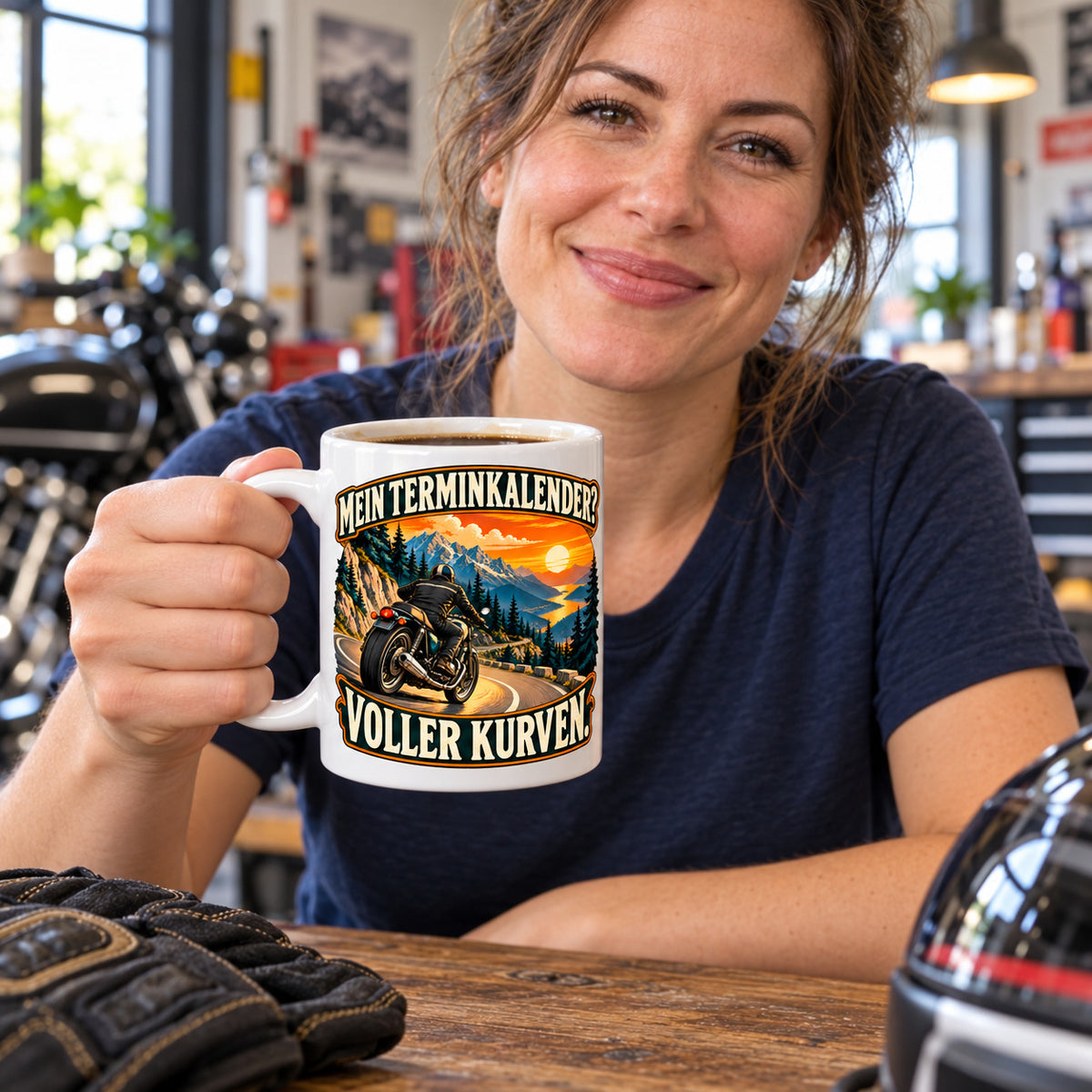 Motorrad Tasse Spruch Keramik 330ml Biker Geschenk beidseitig bedruckt