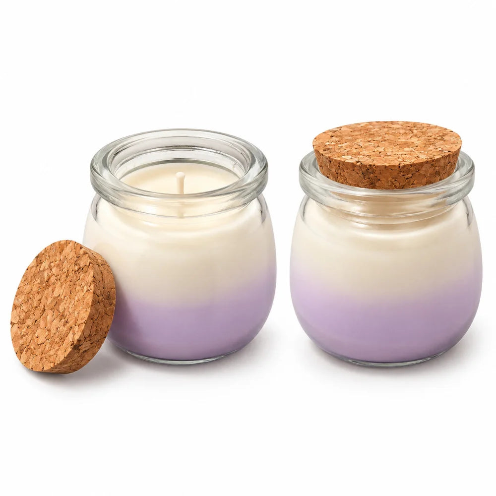 Handgemachte Sojawachskerze im Glas mit Korkdeckel duftfrei 190 g - WS-Trend.de