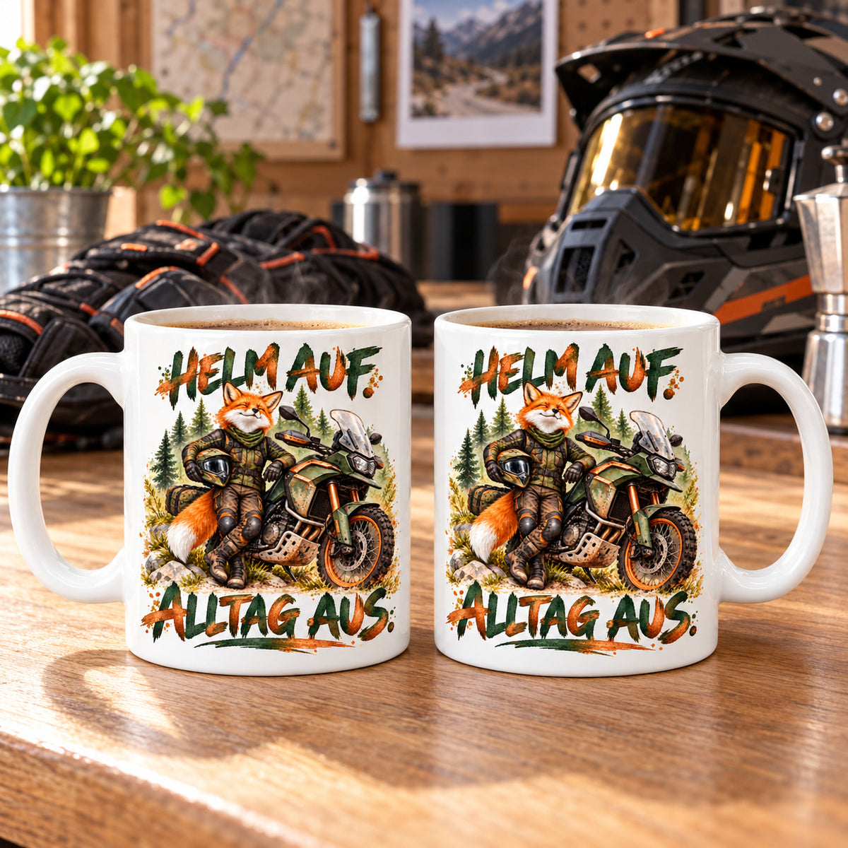 Motorrad Tasse Spruch Keramik 330ml Biker Geschenk beidseitig bedruckt