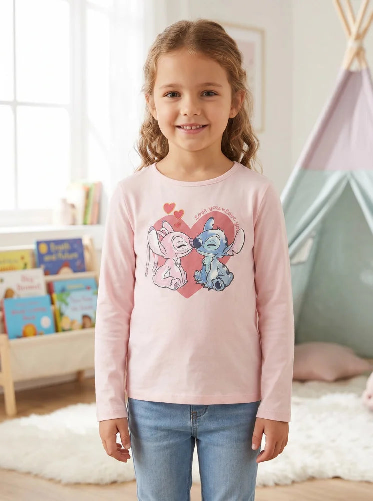 Disney Lilo und Stitch Kinder Mädchen Langarmshirt Shirt Gr. 98-128 - Baumwolle - WS-Trend.de
