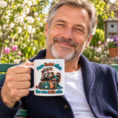 WS-Trend Waschbärpapa Kaffeetasse Keramik 330 ml Geschenk zum Vatertag - WS-Trend.de