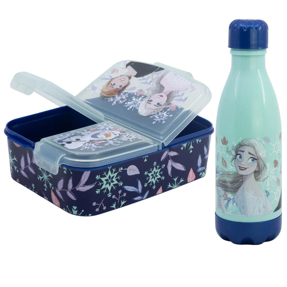 Disney Die Eiskönigin 2 tlg Kinder Lunch Set 3 Kammer Brotdose Trinkflasche 560 ml - WS-Trend.de
