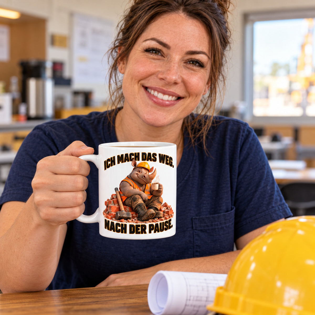 Baustellen Tasse Spruch Keramik 330 ml Geschenk Bauarbeiter beidseitig