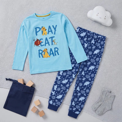 König Der Löwen Simba Kinder Jungen langarm Schlafanzug Pyjama Gr. 98-128 - WS-Trend.de