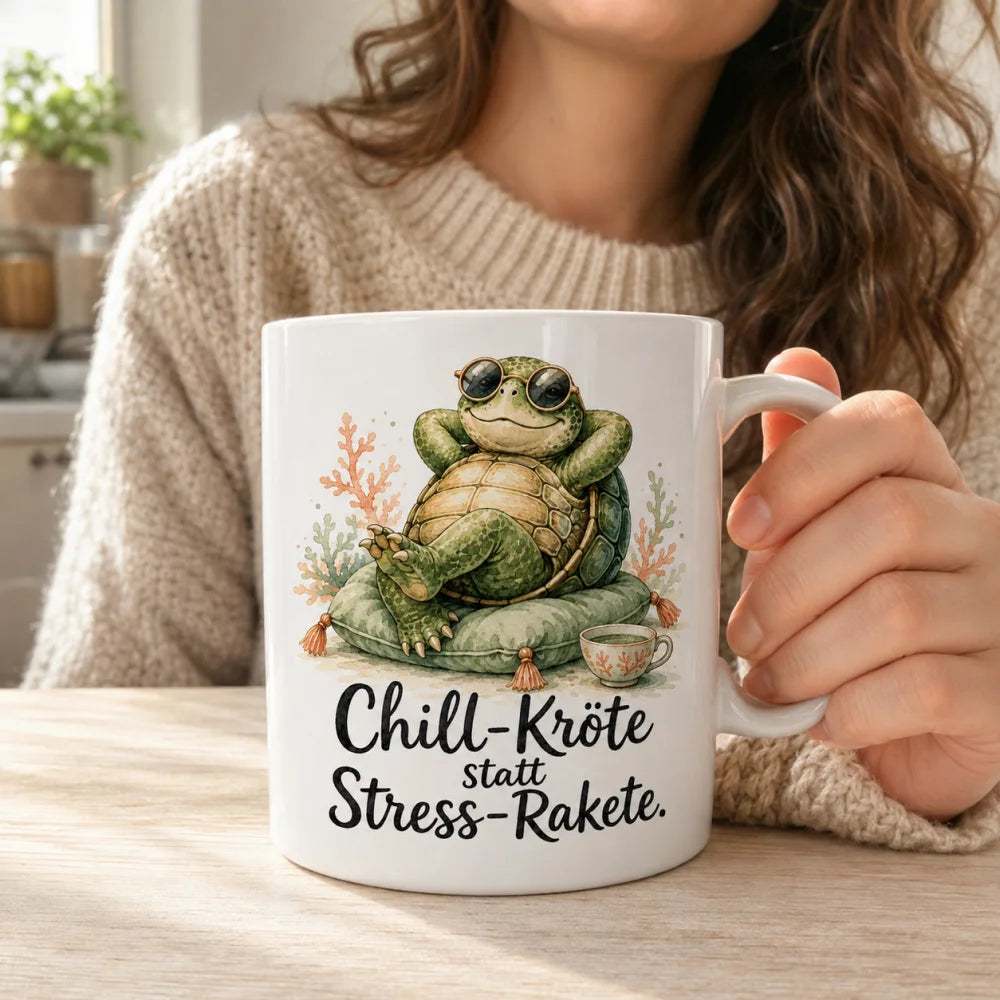 Chill-Kröte Kaffeetasse - Geschenkidee mit Spruch - aus Keramik 330 ml - WS-Trend.de