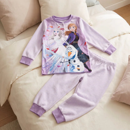 Schlafanzug Disney Die Eiskönigin Kinder Mädchen Coral Fleece Pyjama - WS-Trend.de