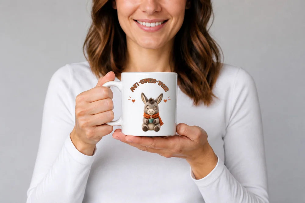 Anti-Stress-Tasse Esel 325 ml Keramik Kaffeebecher Geschenk - WS-Trend.de