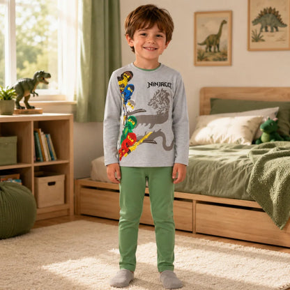 LEGO® Ninjago Jungen Kinder Pyjama Schlafanzug 98 -104 Kai Jay Zane Lloyd - WS-Trend.de