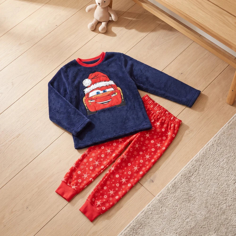 Disney Cars Lightning McQueen Weihnachts-Pyjama Coral-Fleece Größen 98–128 - WS-Trend.de