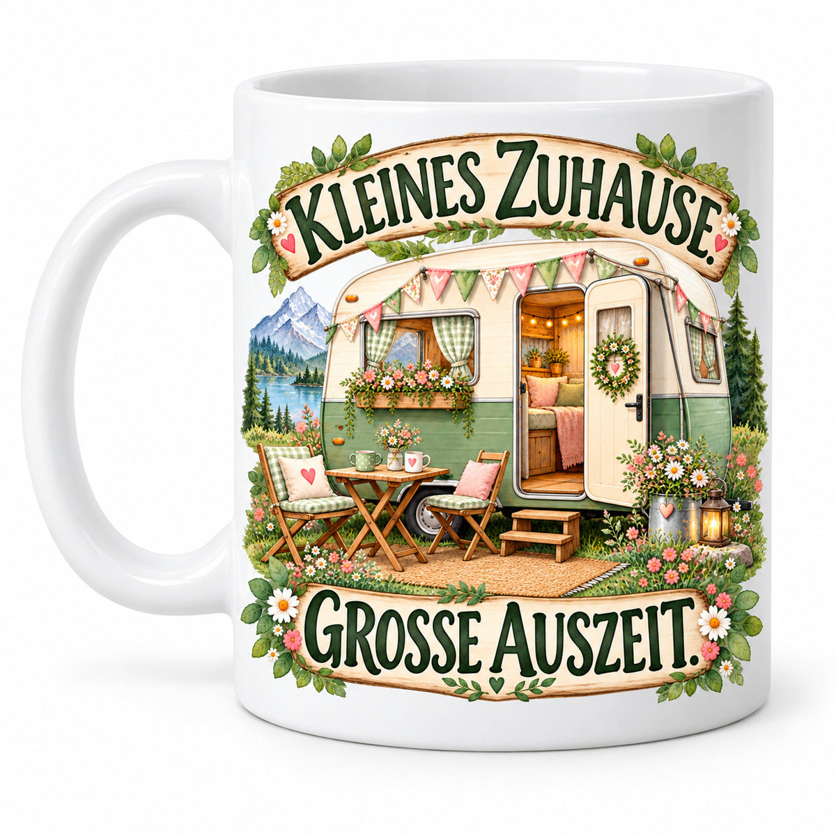 Camping Tasse Spruch Keramik 330 ml Geschenk Camper Wohnmobil Urlauber