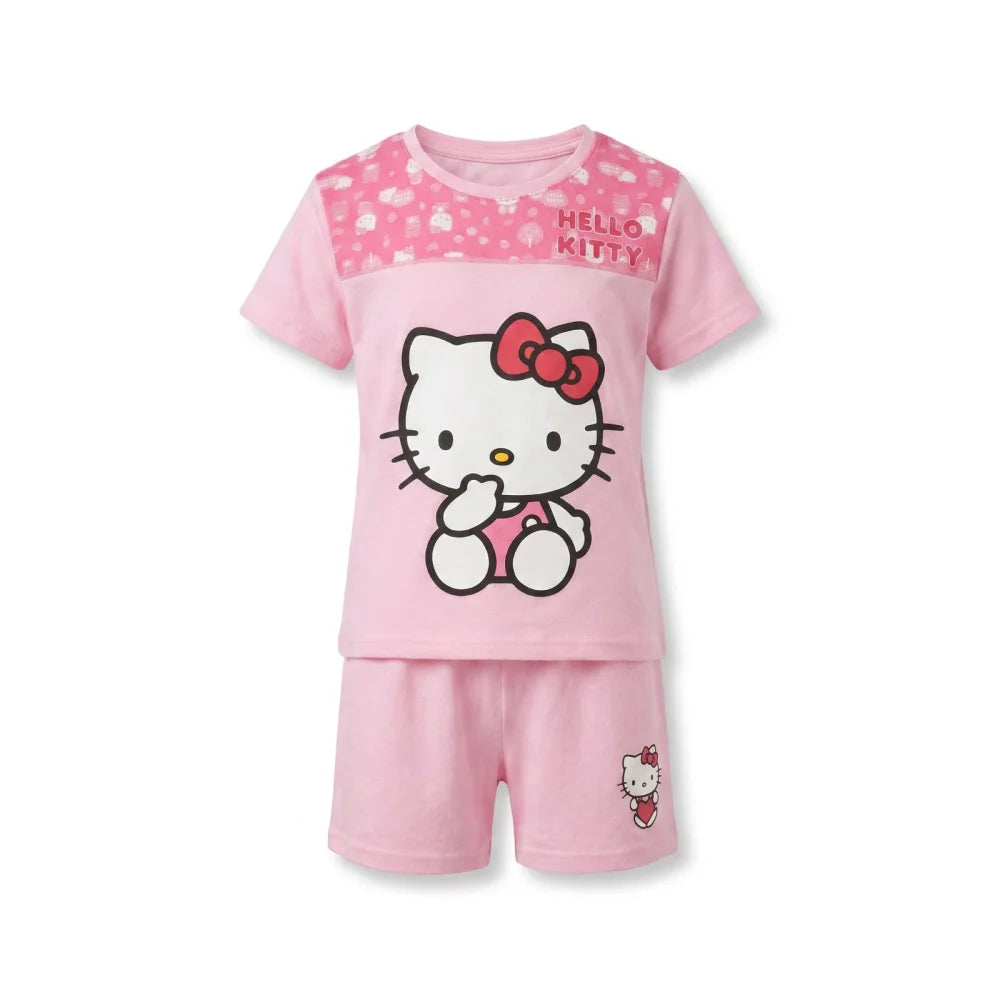 Hello Kitty Kinder Mädchen Schlafanzug Pyjama Shirt Shorts Gr. 98-128 Baumwolle - WS-Trend.de