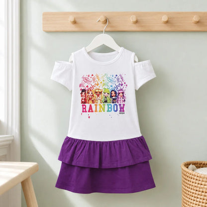 Rainbow High Mädchen Kinder Sommerkleid kurzes Kleid 104 -110 Baumwolle - WS-Trend.de