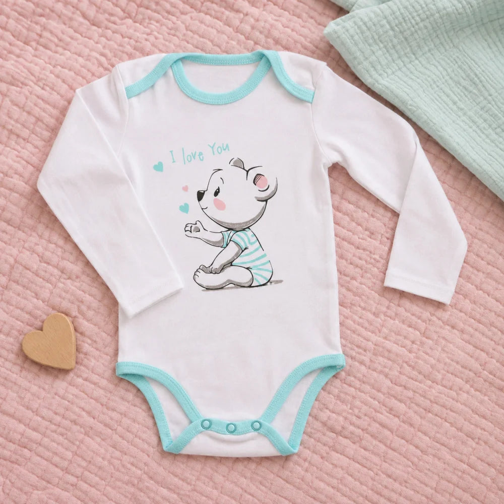 Baby 2er Pack langarm Body Strampler Schlafanzug Gr. 68 Dinos Bärchen - WS-Trend.de