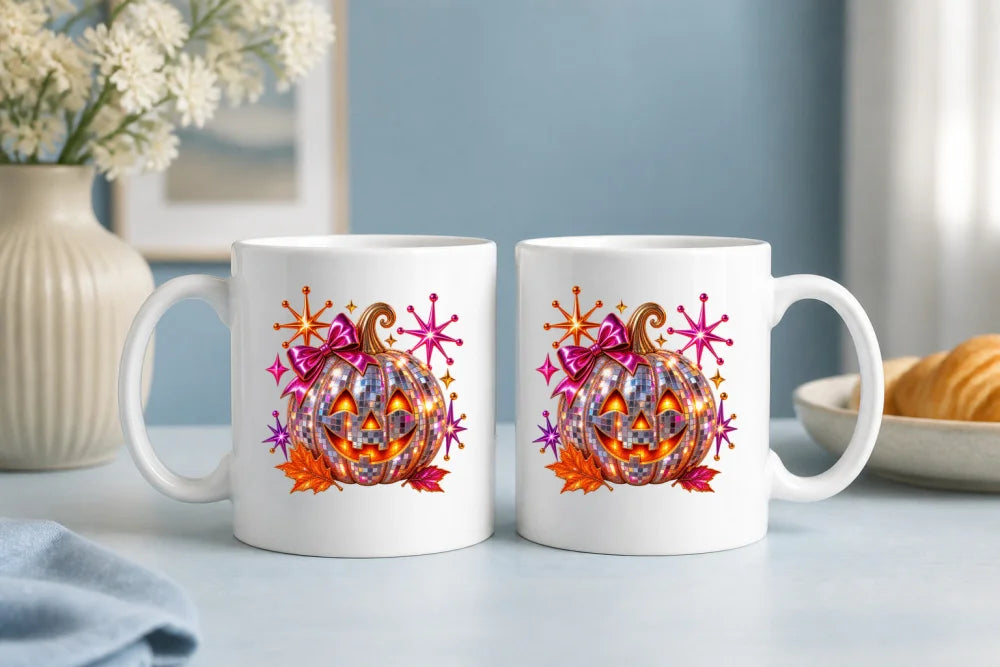 Halloween Tasse Disco Kürbis 325 ml Keramik Retro Geschenkidee - WS-Trend.de