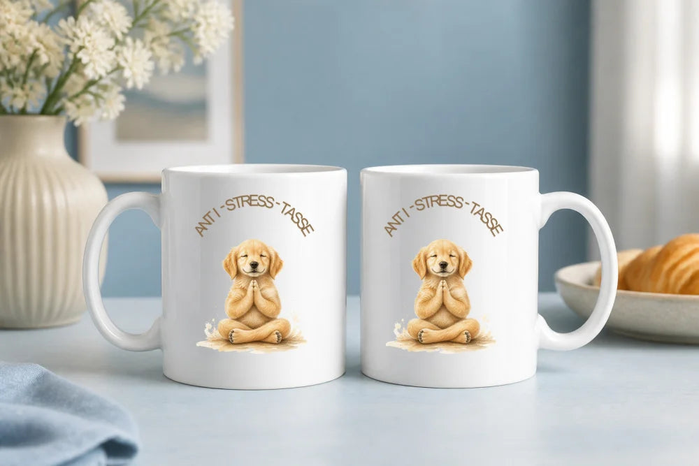 Anti-Stress-Tasse Retriever-Welpe Aquarell 325 ml Keramik Geschenk - WS-Trend.de