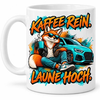 Auto Tasse Spruch Keramik 330 ml Geschenk für Autofan beidseitig Druck