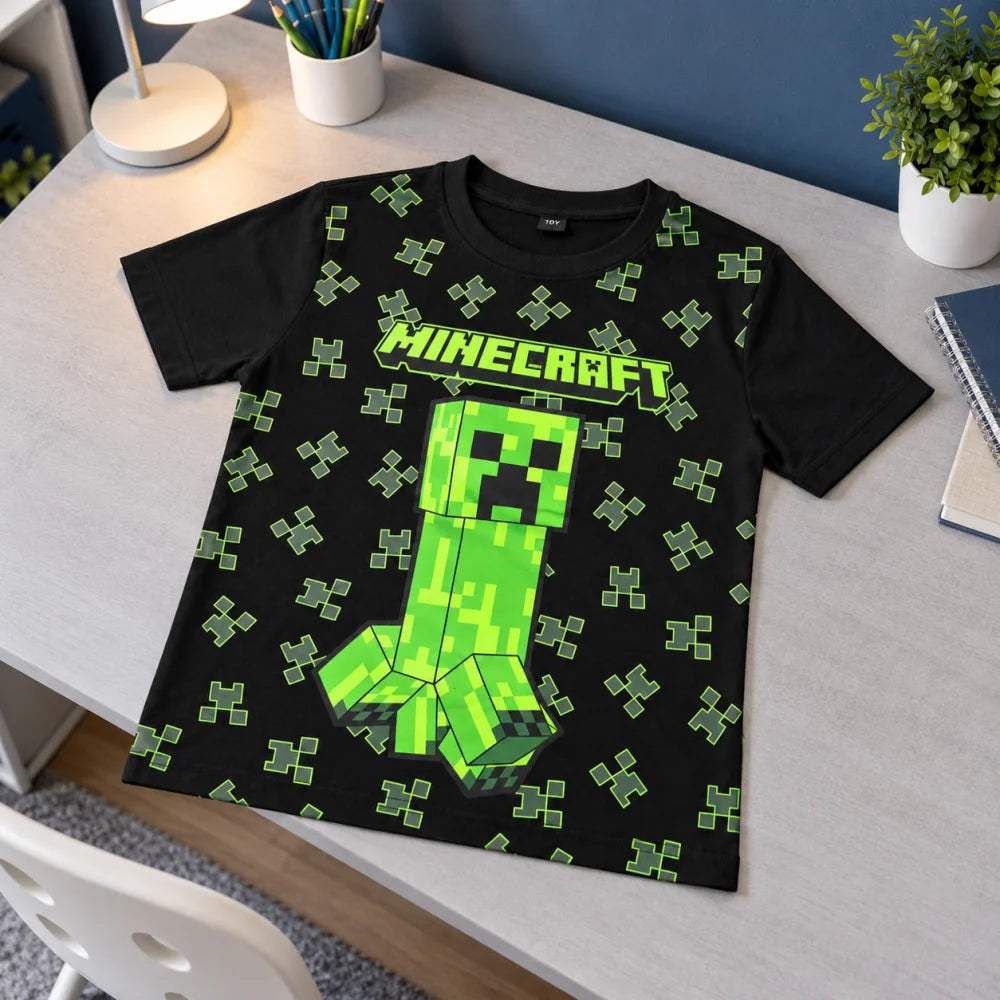 Minecraft Creeper Pixel T-Shirt schwarz - WS-Trend.de