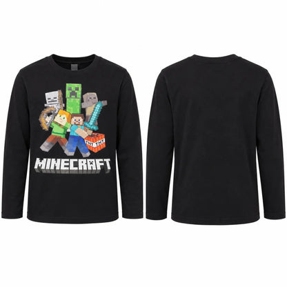 Minecraft Steve Alex Creeper Jungen Langarmshirt Baumwolle Grün oder Schwarz 116–146 - WS-Trend.de