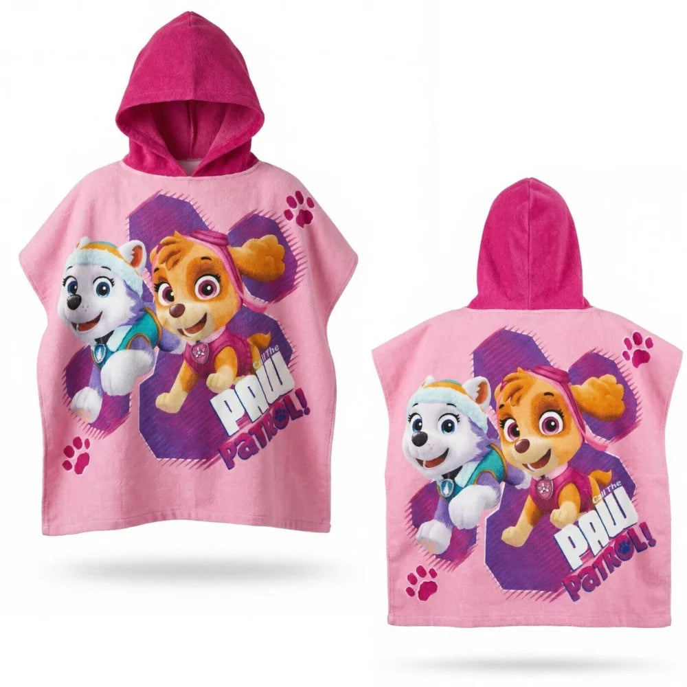 PAW Patrol Kinder Mädchen Mikrofaser Poncho Badetuch Badeponcho 55x110 cm - WS-Trend.de