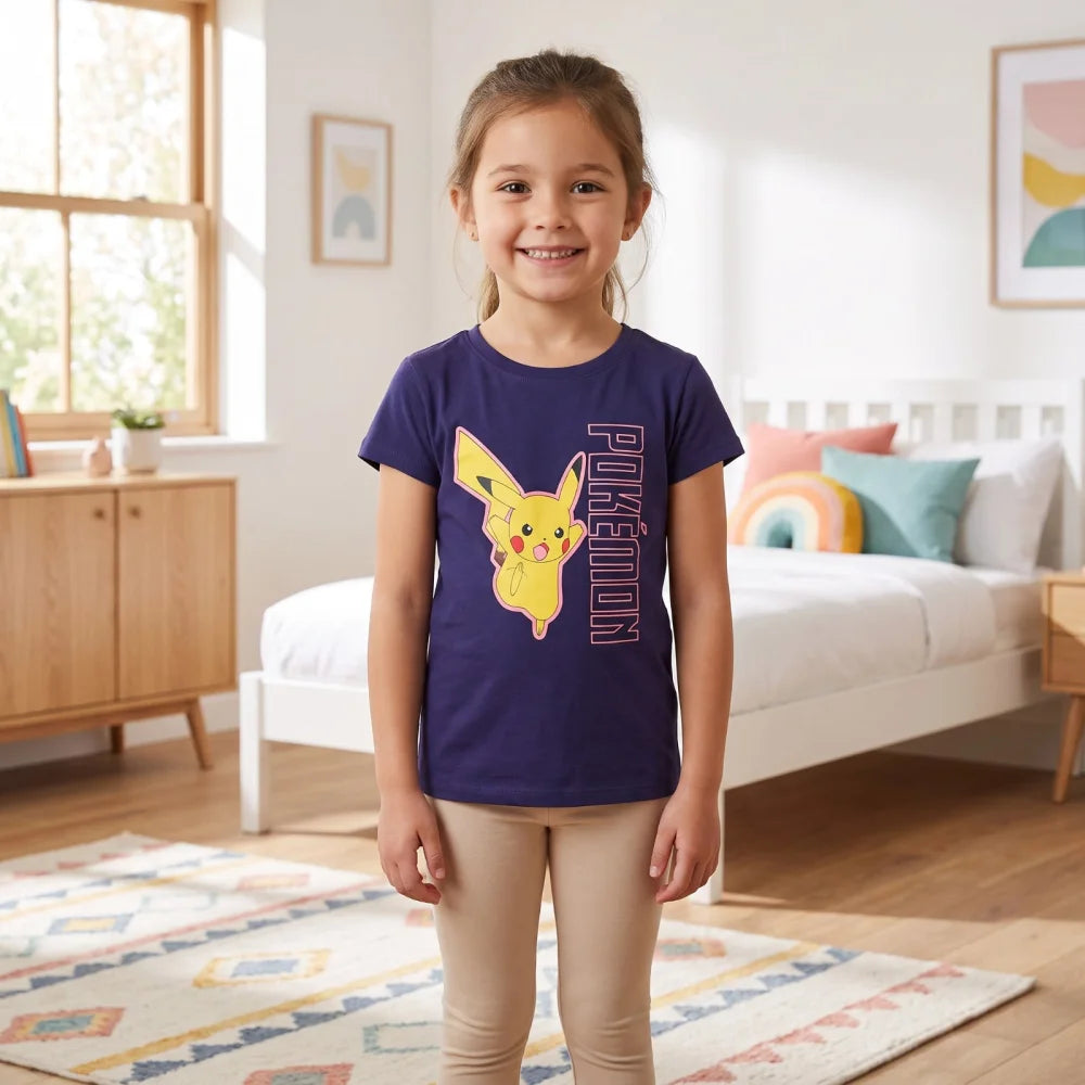 Pokemon Pikachu Kinder T-Shirt Kurzarm Shirt Baumwolle Gr. 110/116 100% Blau - WS-Trend.de
