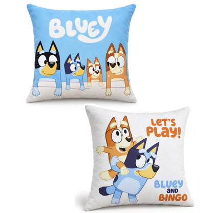 Bluey und Bingo Wendekissen 40x40x7 cm Dekokissen Hellblau Weiß - WS-Trend.de