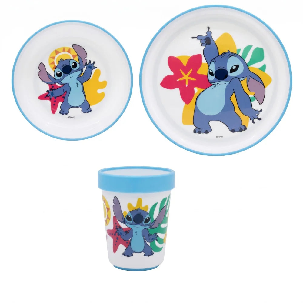 Disney Stitch Kinder Geschirr-Set 3 teilig Becher Teller Schüssel antirutsch - WS-Trend.de