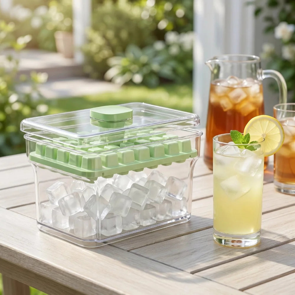 Eiswürfelbereiter mit Vorratsbehälter – Eiswürfelform Deckel Druckfunktion - WS-Trend.de