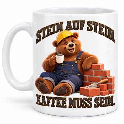 Baustellen Tasse Spruch Keramik 330 ml Geschenk Bauarbeiter beidseitig