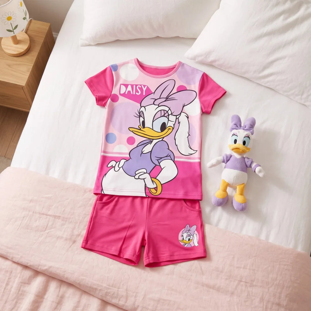 Disney Daisy Duck Kinder Mädchen Sommerset Shorts plus T-Shirt 98-128 Rosa Pink - WS-Trend.de