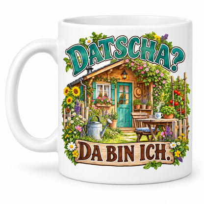 Garten Tasse Spruch Keramik 330ml Geschenk Datscha Schrebergarten bunt