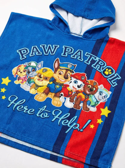 PAW Patrol Kinder Jungen Mikrofaser Poncho Badetuch Badeponcho 55x110 cm - WS-Trend.de