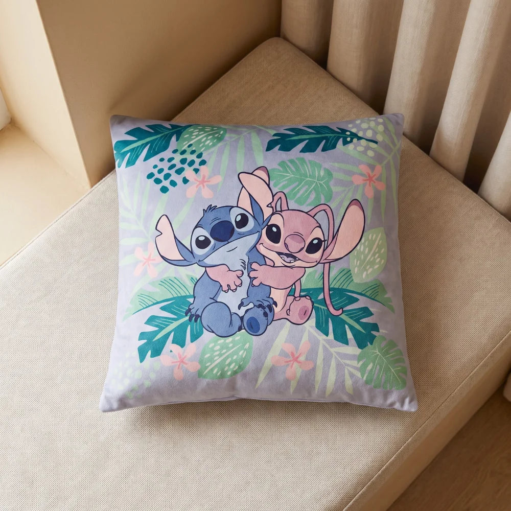 Disney Stitch und Angel Velours-Dekokissen 35x35x5 cm Tropenmotiv - WS-Trend.de