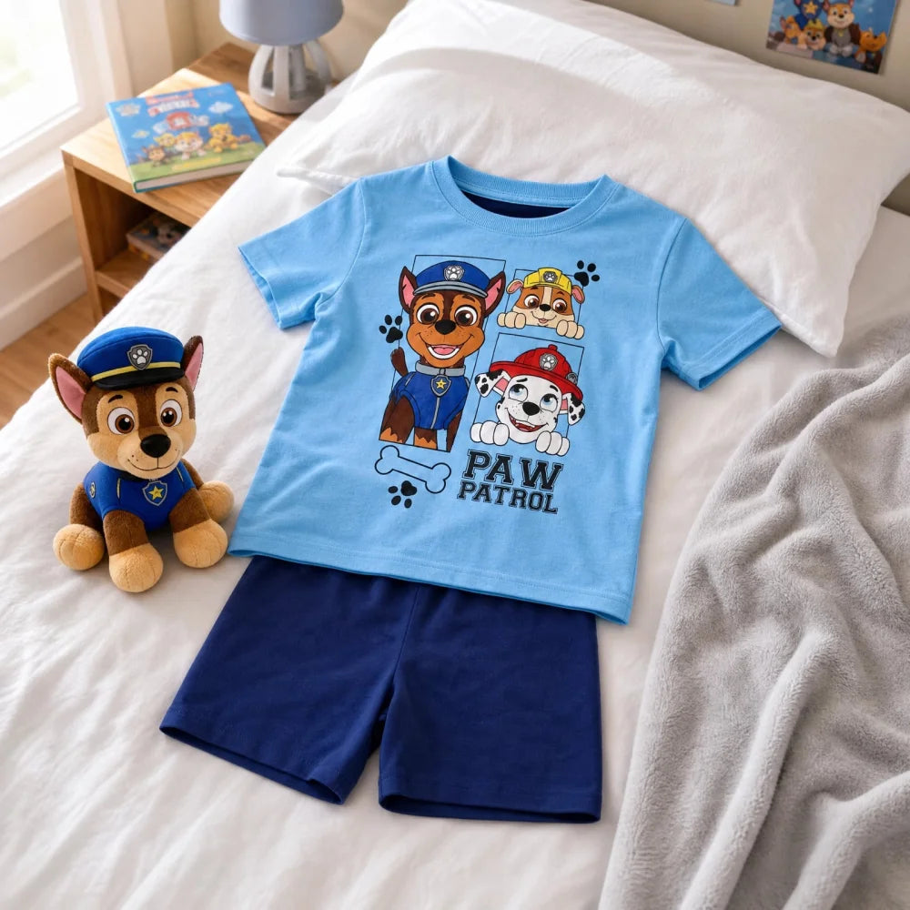 Paw Patrol Kinder kurzarm Schlafanzug Pyjama Shirt Shorts Gr. 98-128 - WS-Trend.de