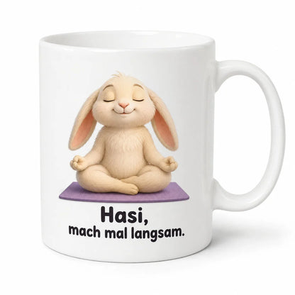 Yoga-Hase Tasse - Geschenkidee mit Spruch - 330 ml beidseitig bedruckt - WS-Trend.de