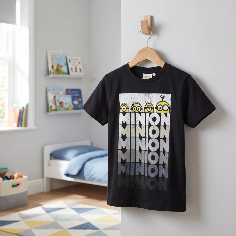 Minions T-Shirt Kurzarm Kinder Jungen Shirt 110-116 Blau Schwarz 100% Baumwolle - WS-Trend.de
