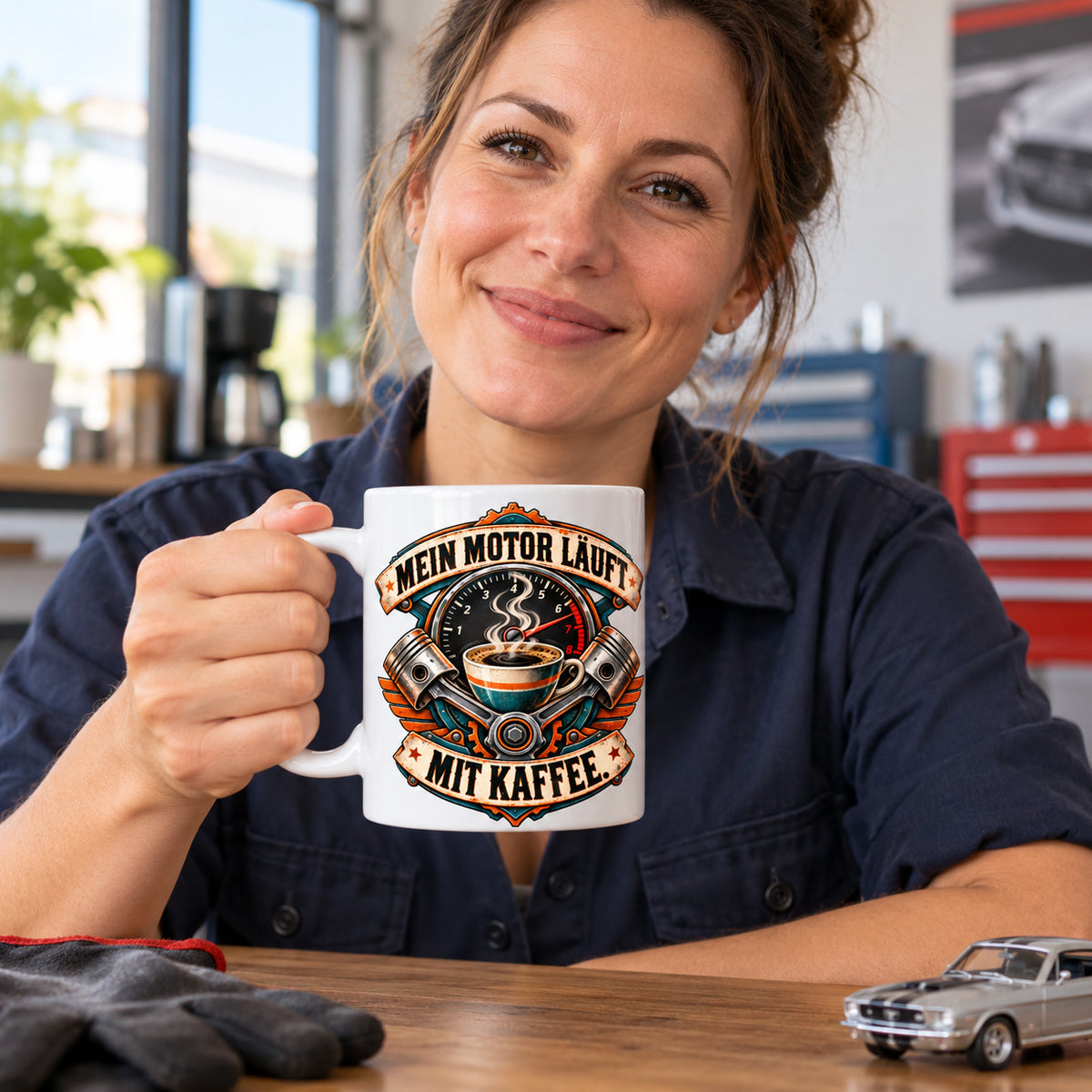 Auto Tasse Spruch Keramik 330 ml Geschenk für Autofan beidseitig Druck