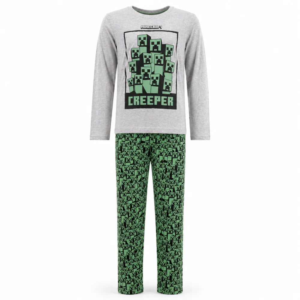 Schlafanzug Minecraft Creeper Gamer Jungen Kinder lang Pyjama - WS-Trend.de