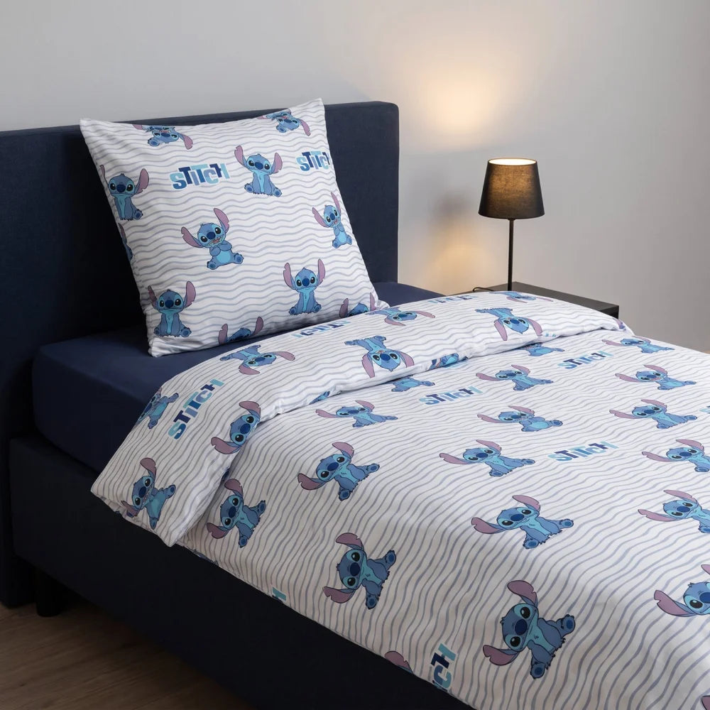 Disney Stitch Flanell-Bettwäsche blau 135-140x200 + 65x65 cm - WS-Trend.de