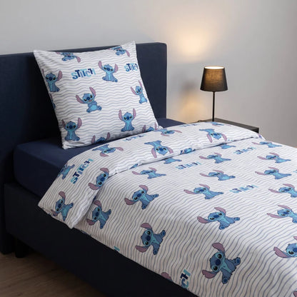 Disney Stitch Flanell-Bettwäsche blau 135-140x200 + 65x65 cm - WS-Trend.de