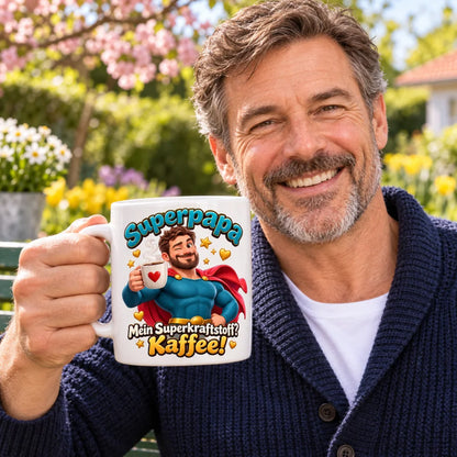 WS-Trend Superpapa Tasse Keramik 330 ml Geschenk für Papa zum Vatertag - WS-Trend.de