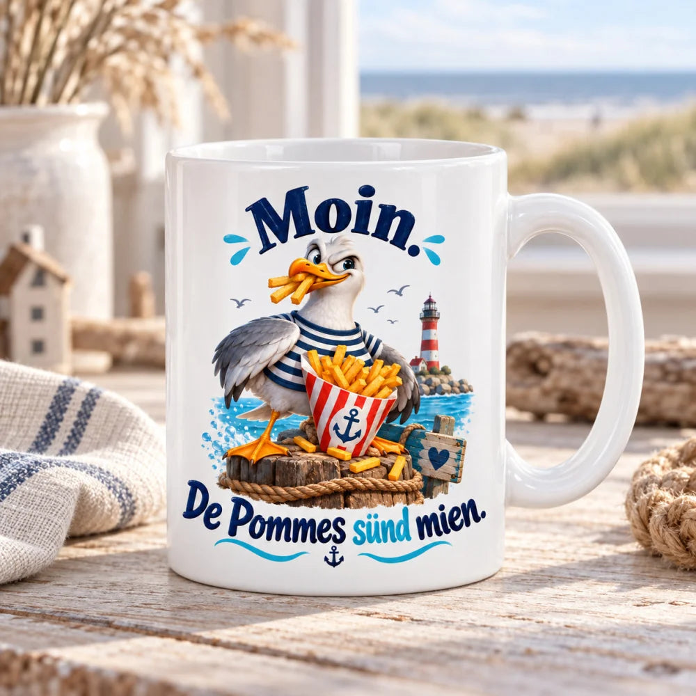 WS-Trend Möwe Kaffeetasse lustiger Spruch Keramik 330 ml Geschenktasse - WS-Trend.de
