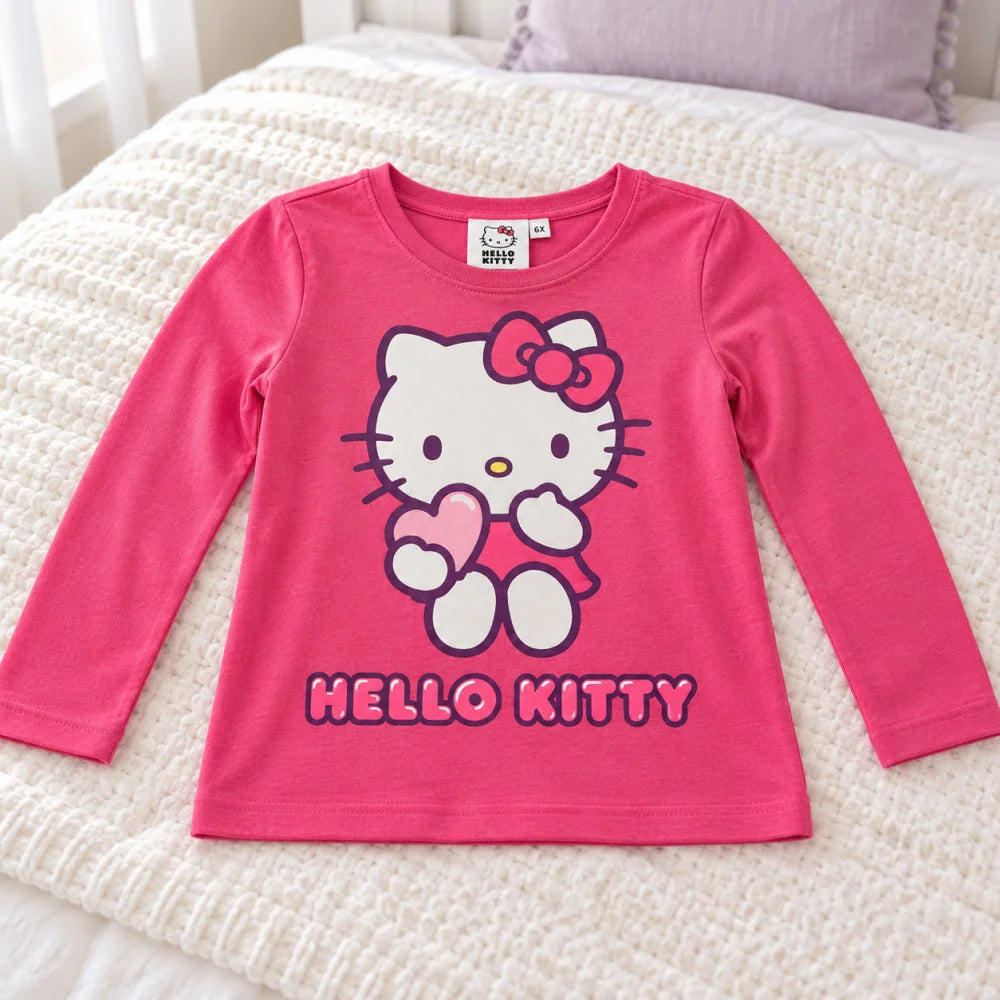 Hello Kitty Mädchen Langarmshirt Baumwolle Pink 98–128 - WS-Trend.de