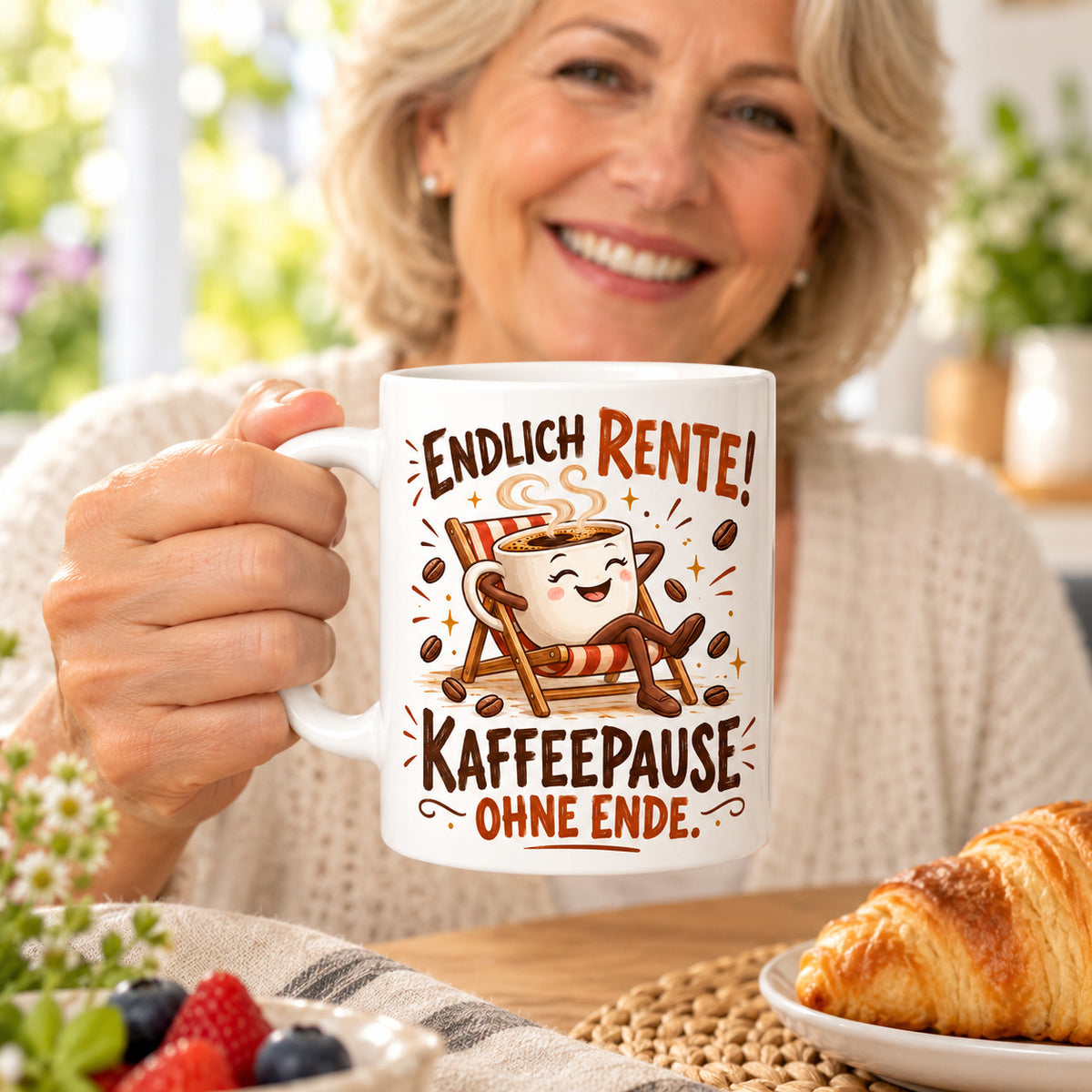 Rententasse mit Spruch Keramik 330ml Geschenk zum Ruhestand beidseitig