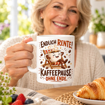 Rententasse mit Spruch Keramik 330ml Geschenk zum Ruhestand beidseitig
