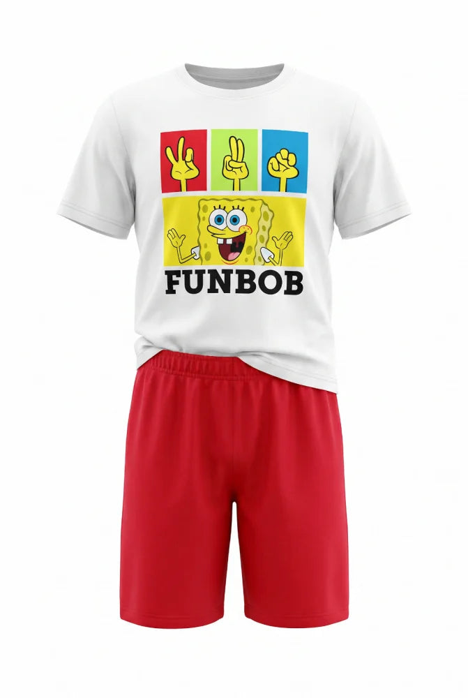 Spongebob Schwammkopf Kinder Schlafanzug Pyjama kurz 104 - 134 baumwolle - WS-Trend.de