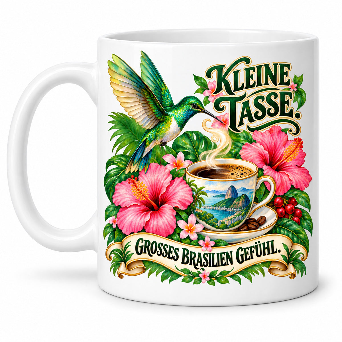 Brasilien Tasse Keramik 330 ml Spruch Geschenk Kaffee Urlaub Tiermotiv