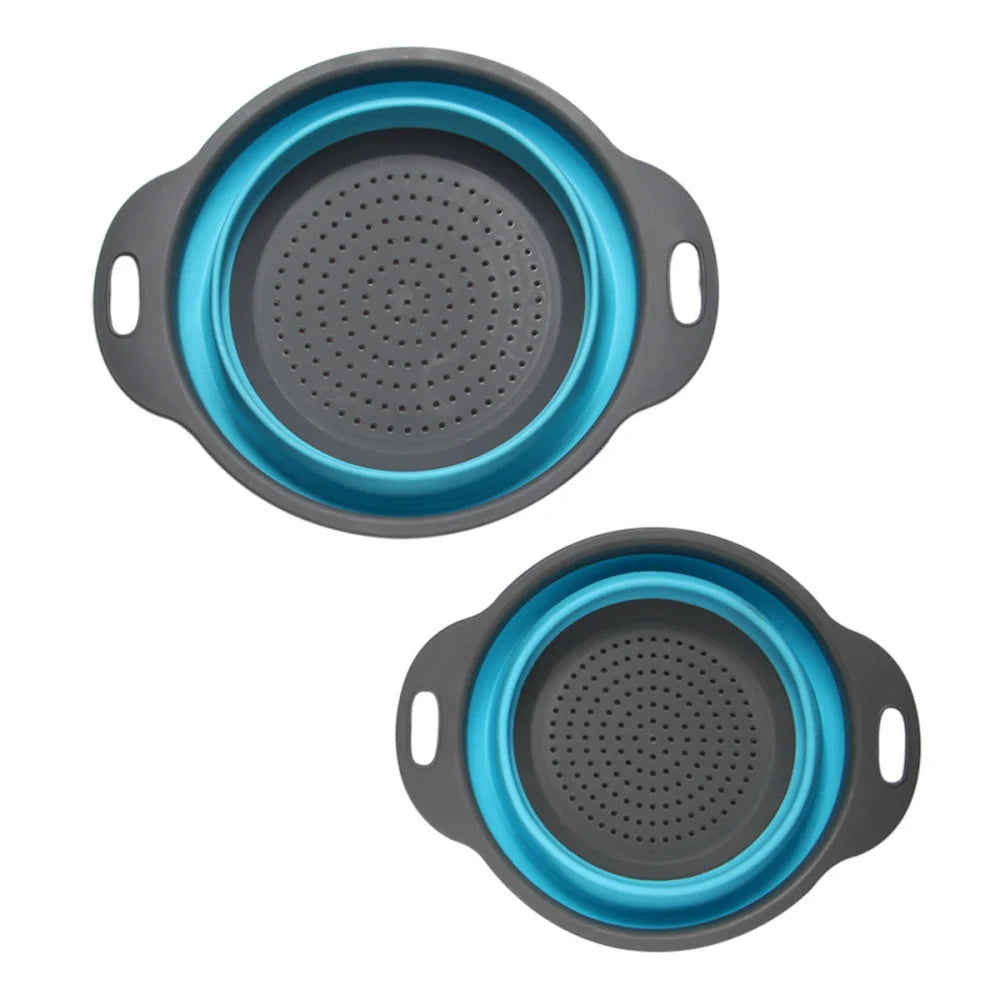 Nudelsieb WS-Trend Faltbare Silikonsiebe 2er-Set 19/23 cm Küchensieb Graublau - WS-Trend.de