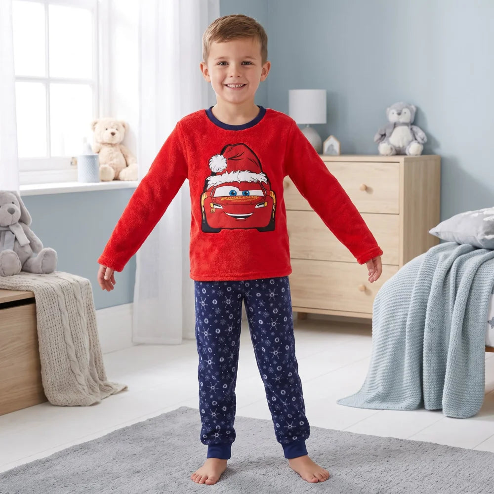 Disney Cars Lightning McQueen Weihnachts-Pyjama Coral-Fleece Größen 98–128 - WS-Trend.de