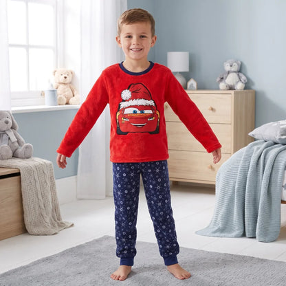 Disney Cars Lightning McQueen Weihnachts-Pyjama Coral-Fleece Größen 98–128 - WS-Trend.de